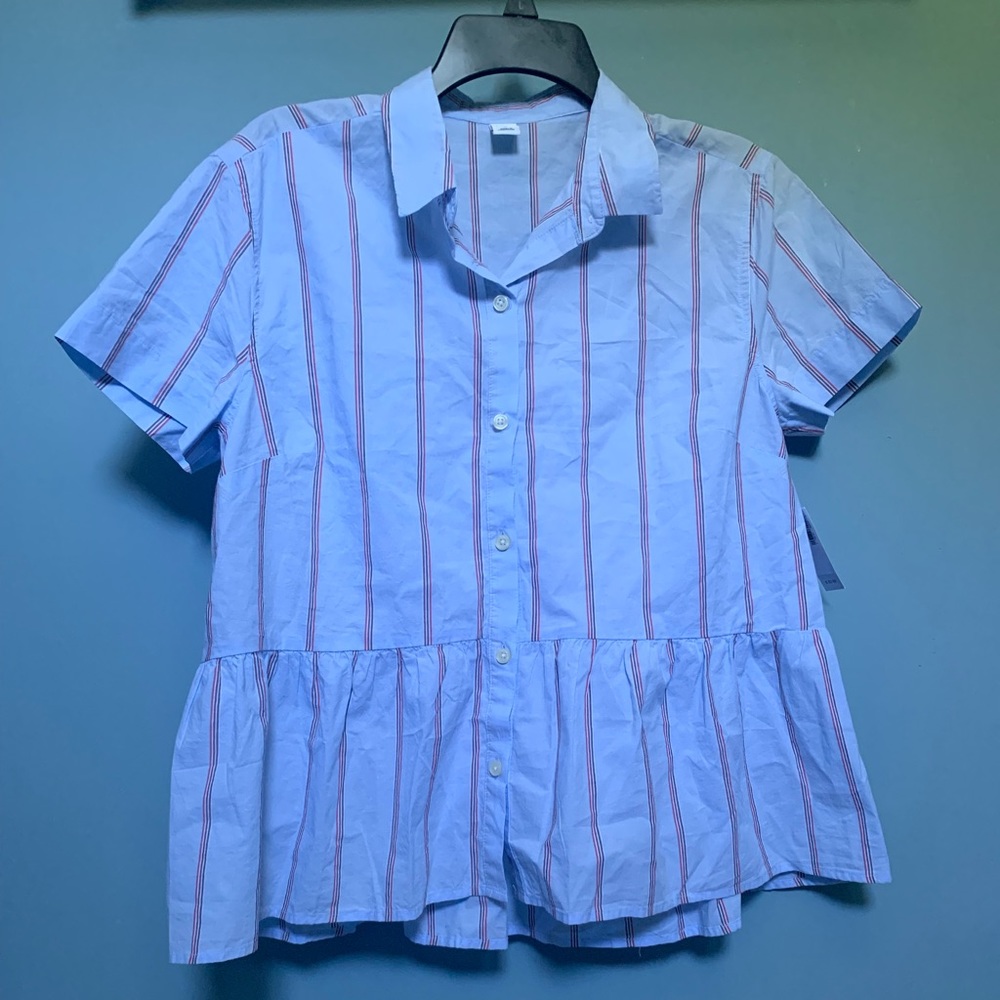 Stripped Button Down Blouse